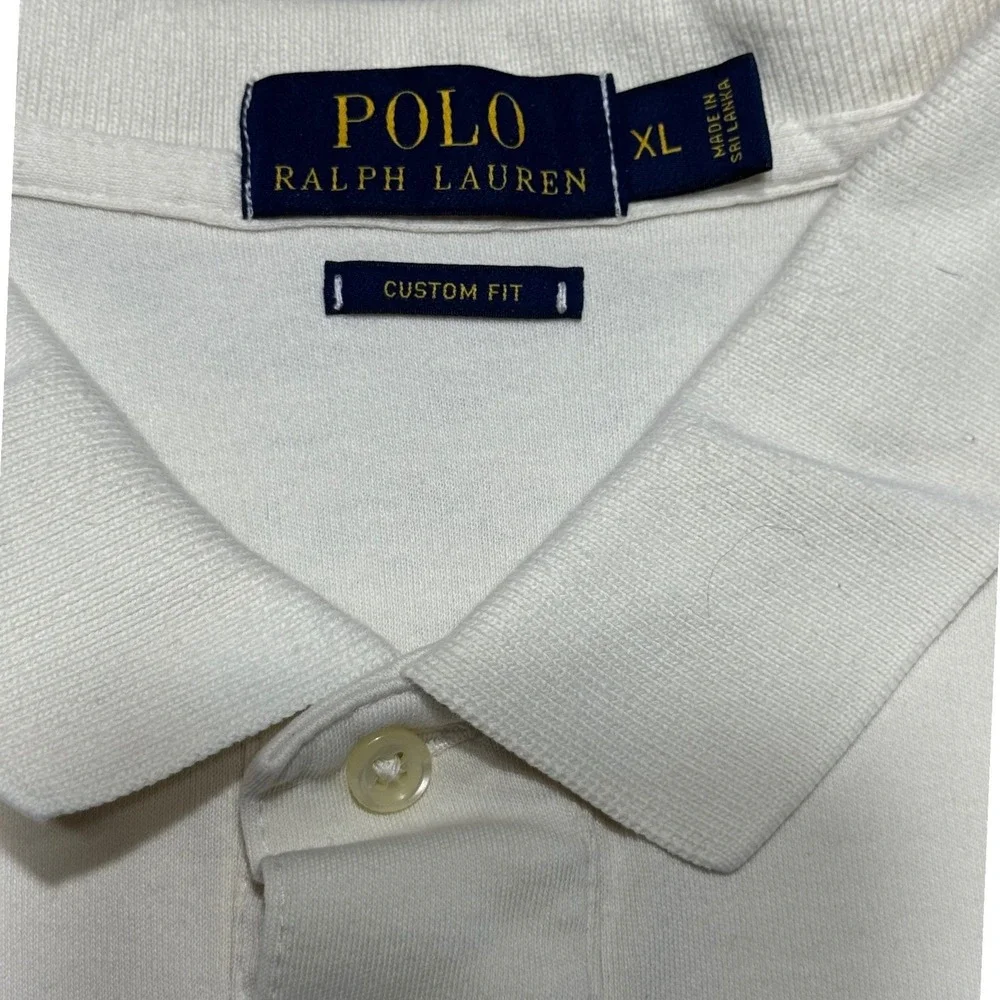 Polo Ralph Lauren Polo Shirt Mens XL Custom Fit Cotton White Old Money Preppy